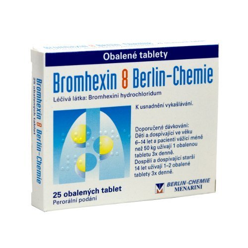 E-shop BROMHEXIN 8 BERLIN-CHEMIE na uvoľnenie dýchacích ciest 25 tbl