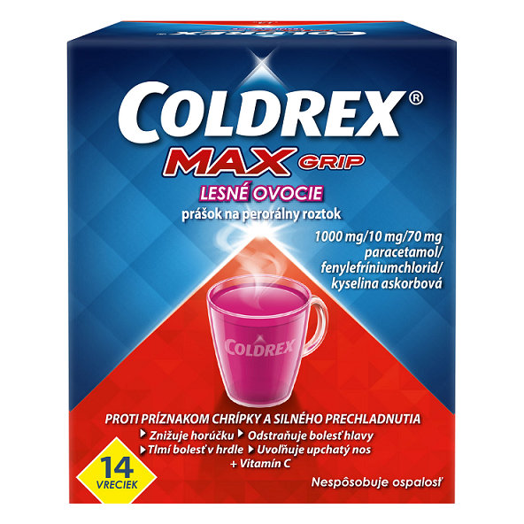 COLDREX MaxGrip Lesné ovocie horúci nápoj na chrípku 14 vreciek