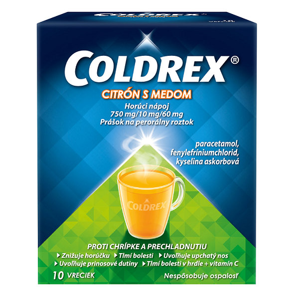 COLDREX Horúci nápoj Citrón s medom na chrípku a prechladnutie 10 vreciek