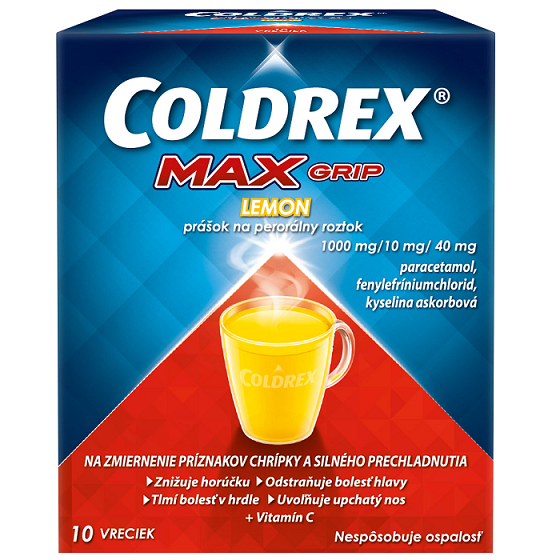 E-shop COLDREX MaxGrip Lemon horúci nápoj 10 vrecúšok