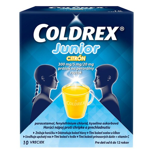COLDREX Junior horúci nápoj Citrón 1 g 10 vreciek