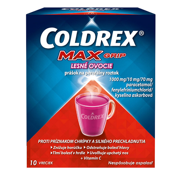 COLDREX MaxGrip Lesné ovocie horúci nápoj na chrípku 10 vreciek