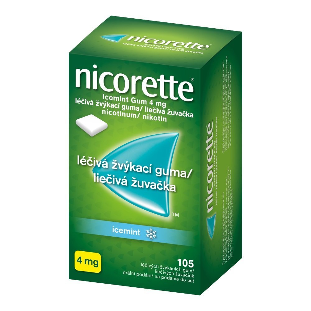 E-shop Nicorette žuvačky na odvykanie od fajčenia Icemint 4mg,105 ks