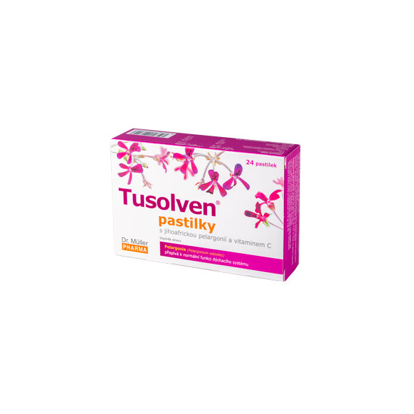 TUSOLVEN pastilky s juhoafrickou pelargóniou a vitamínom C 24tbl