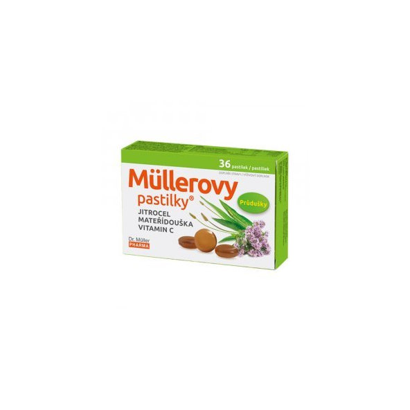 MÜLLEROVE PASTILKY so skorocelom, materinou dúškou a vit. C 36 pastiliek