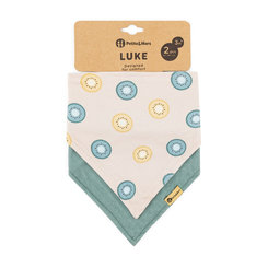 PETITE&MARS Podbradník bandana Luke Beige Kiwis&Misty Green 3m+ 2 ks