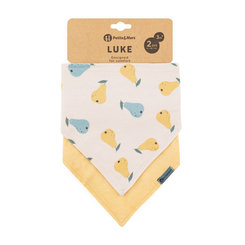 PETITE&MARS Podbradník bandana Luke Beige Pears&Intense Ochre 3m+ 2 ks