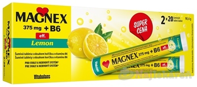 Vitabalans MAGNEX 375 mg + B6 effervescent 2x20 šumivých tabliet