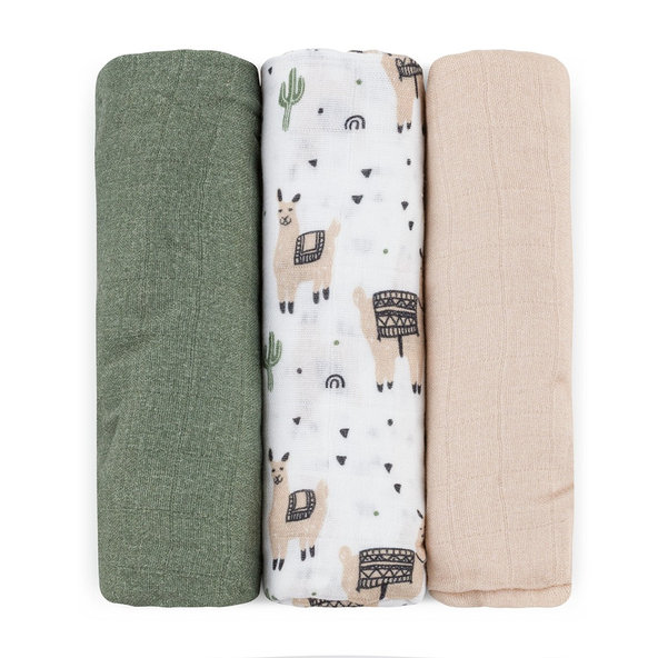 PETITE & MARS Sada plienok Moussy Llama Vibes 68 x 68 cm 3 ks