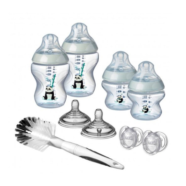 TOMMEE TIPPEE Súprava dojčenských fľaštičiek C2N s kefou - šedá