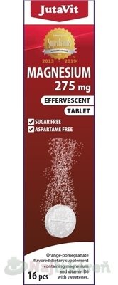 E-shop JutaVit Horčík 275 mg + vitamín B6 šumivé tablety s príchuťou pomaranča a granátového jablka 16 ks