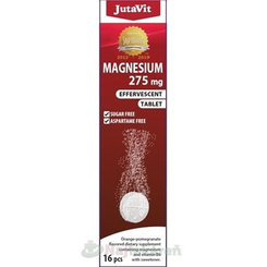 JutaVit Horčík 275 mg + vitamín B6 šumivé tablety s príchuťou pomaranča a granátového jablka 16 ks