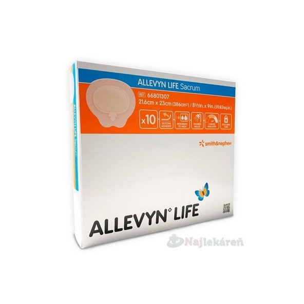 ALLEVYN LIFE Sacrum Krytie na krížovú oblasť 21,6x23cm, adhezívne penové krytie so sil. gél. 10ks