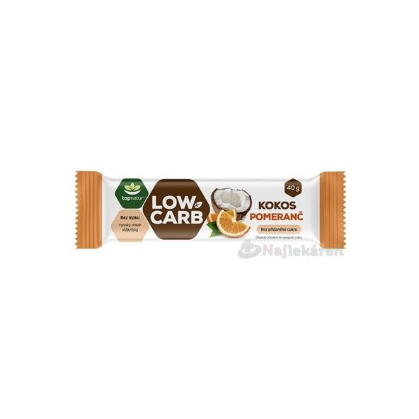 topnatur Tyčinka LOW CARB Kokos Pomaranč, 40g