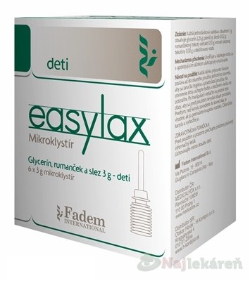 E-shop Easylax Mikroklystír pre deti glycerín, rumanček a slez, 6x3 g