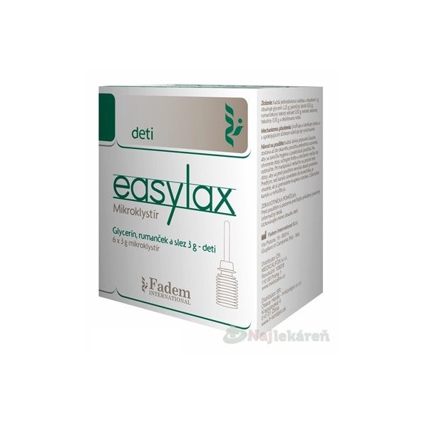 Easylax Mikroklystír pre deti glycerín, rumanček a slez, 6x3 g