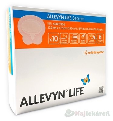 E-shop ALLEVYN LIFE Sacrum Krytie na krížovú oblasť 17,2x17,5cm, adhezívne penové krytie so sil. gél 10ks