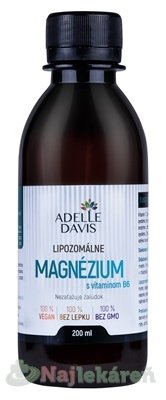E-shop ADELLE DAVIS Lipozomálne MAGNÉZIUM s vitamínom B6 200 ml
