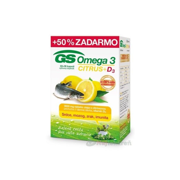 GS Omega 3 CITRUS + D3, 90ks