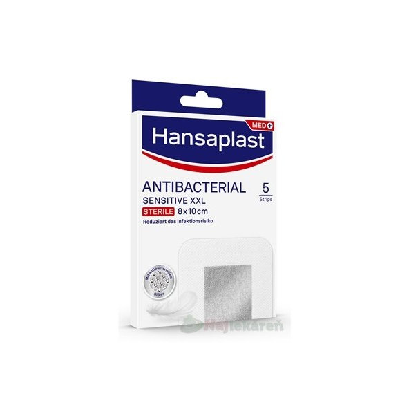 Hansaplast MED ANTIBACTERIAL SENSITIVE XL náplasť, sterile, 6x7cm, 5ks