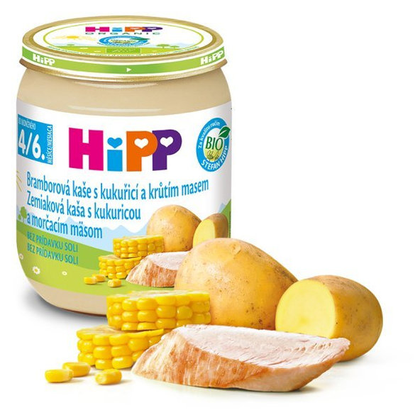 HiPP príkrm zemiaky s kukuricou a morčacím mäsom 125g