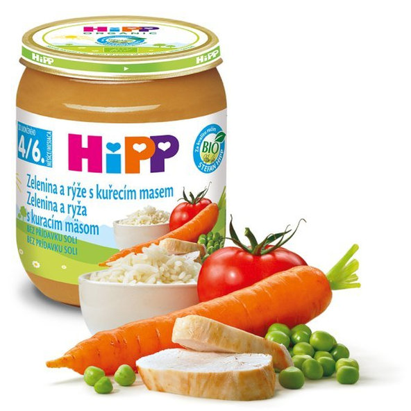 HiPP príkrm zeleninová omáčka s ryžou a kuracím mäsom 125g
