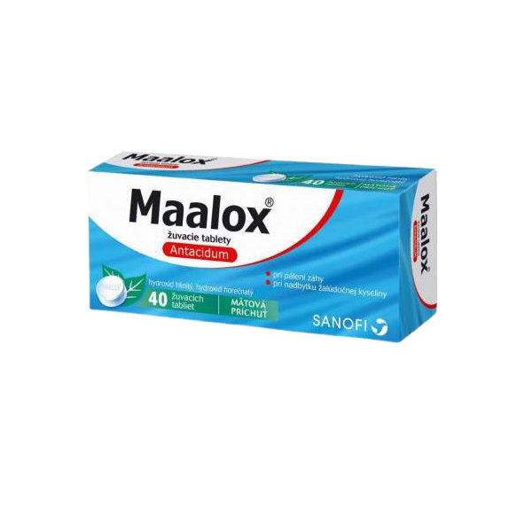 Maalox na úľavu od pálenia záhy mätová príchuť 40 tbl