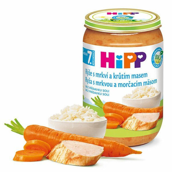 HiPP Bio príkrm ryža s mrkvou a morčacím mäsom 220g