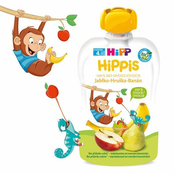 HiPP HiPPis kapsička jablko, hruška, banán 100g