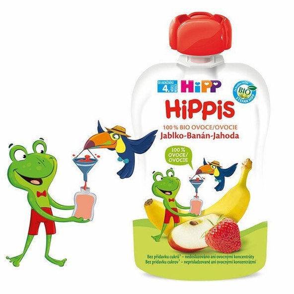 HiPP HiPPis kapsička jablko, banán, jahoda 100g
