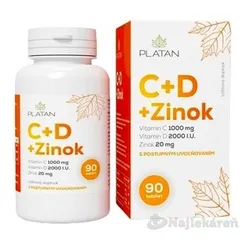 PLATAN Vitamín C + D + Zinok