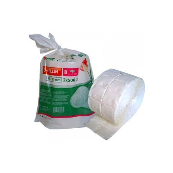 BATIST B-CELLIN Tampóny z vaty buničitej delené nesterilné,8 vrstiev,2 role,rozmery 40x50mm 2x500ks