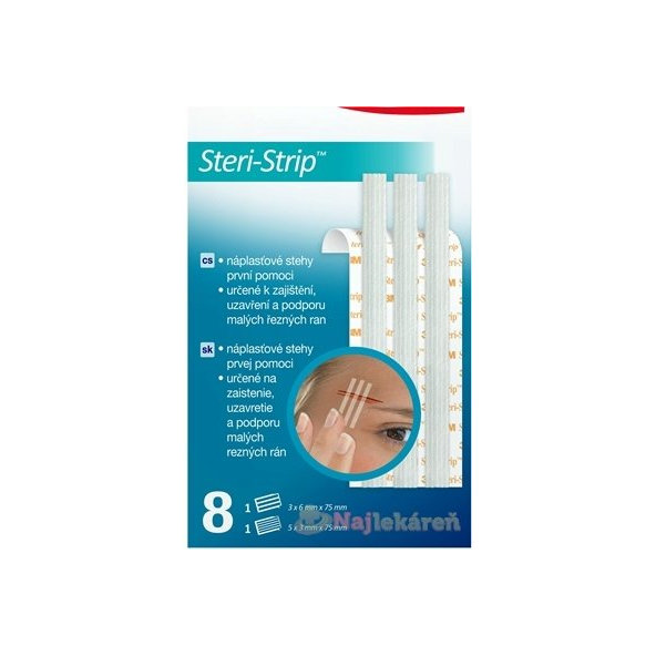 3M SPOFAPLAST č.801 Steri-Strip náplasťové stehy, 2 veľkosti, 8ks