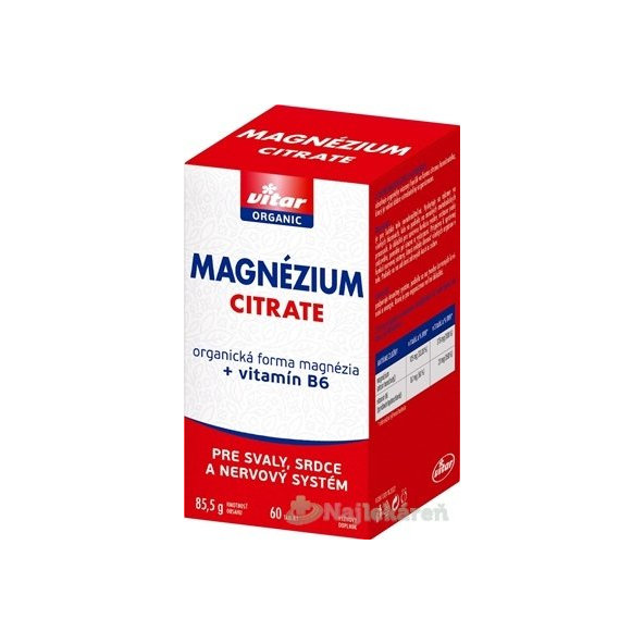 Vitar Organic Magnézium citrate + vitamín B6 60 tabliet