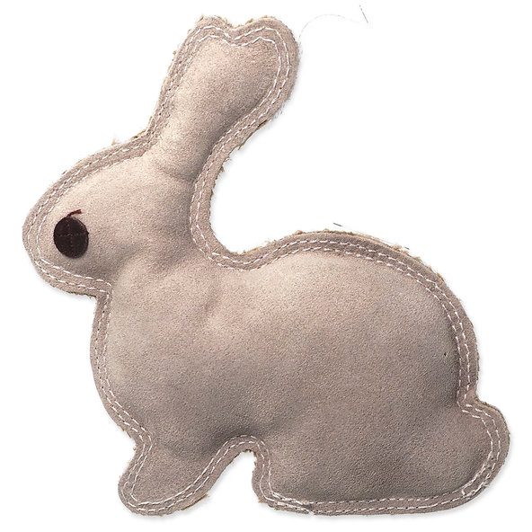Hračka Dog Fantasy Dura-fused králik malý pískací, koža a juta 20cm
