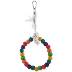 Hračka Bird Jewel hojdačka drevená s lanom farebná, kruh 15cm