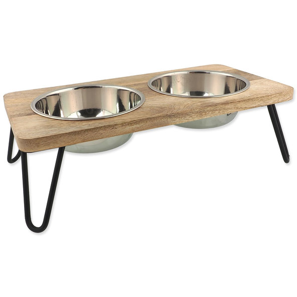 Misky Dog Fantasy nerez s dreveným stojančekom, železné nohy 2x850ml