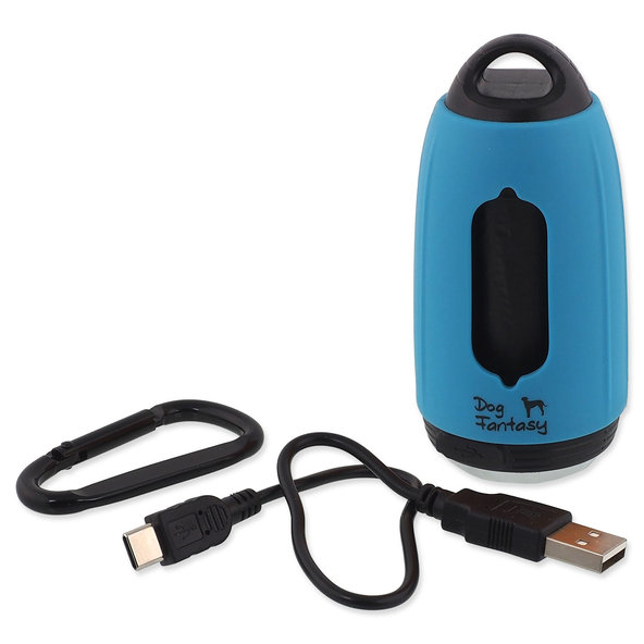 Baterka Dog Fantasy USB s vreckami na exkrementy modrá