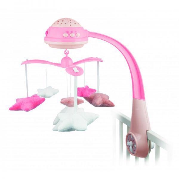E-shop CANPOL BABIES Plyšový hudobný kolotoč s projektorom hviezdičky ružový