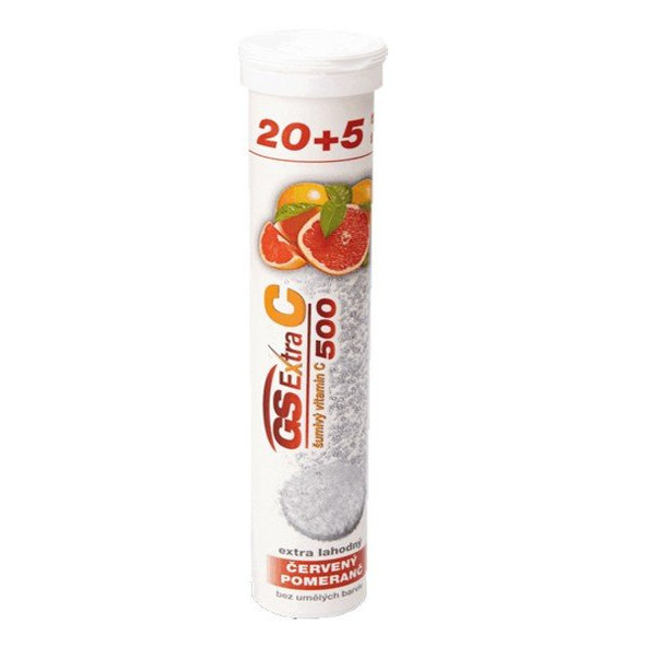 GS Extra C 500 mg šumivý červený pomaranč 25 tbl