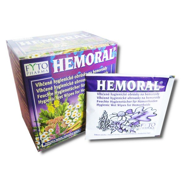 E-shop Hemoral vlhčené hygienické vreckovky na hemoroidy 20 ks