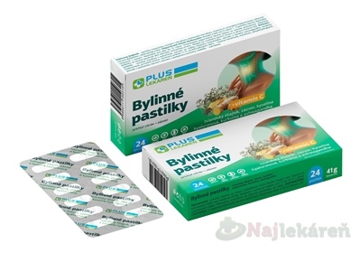 Plus Lekáreň Bylinné pastilky vitamín C citrón zázvor 24 pastiliek