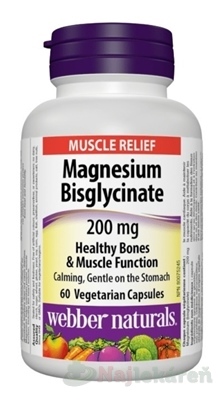 Webber Naturals Magnézium bisglycinát 200 mg 60 kapsúl