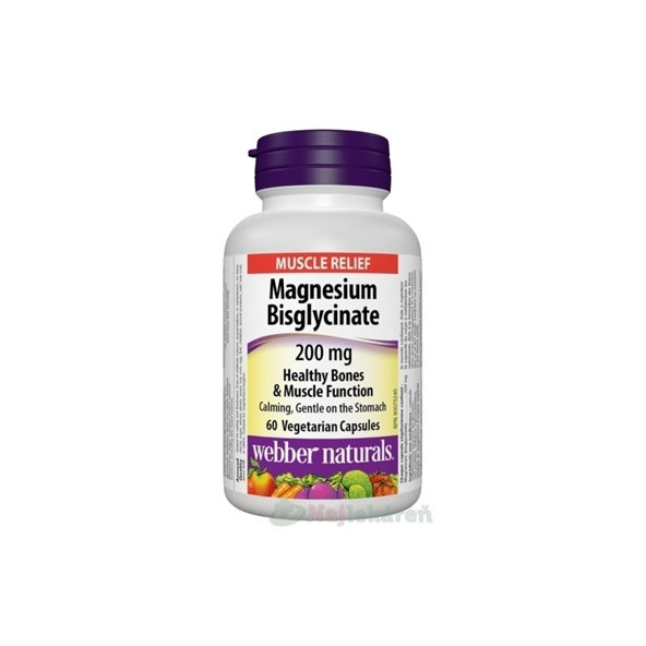 Webber Naturals Magnézium bisglycinát 200 mg 60 kapsúl