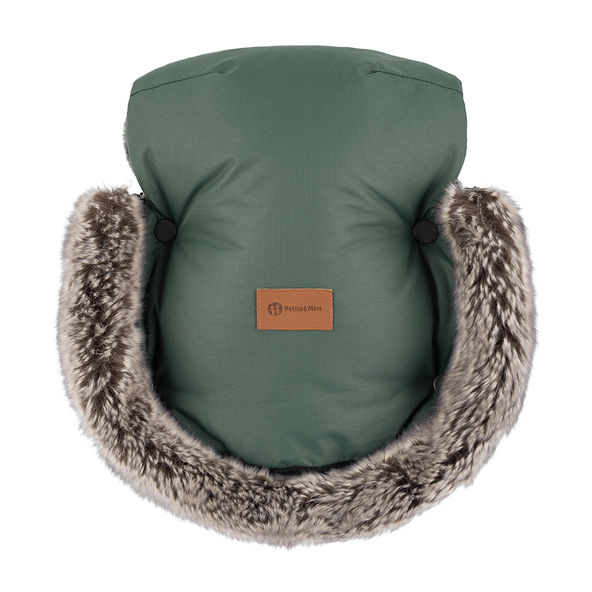 PETITE&MARS Rukavice na kočík Furry Veritable Khaki