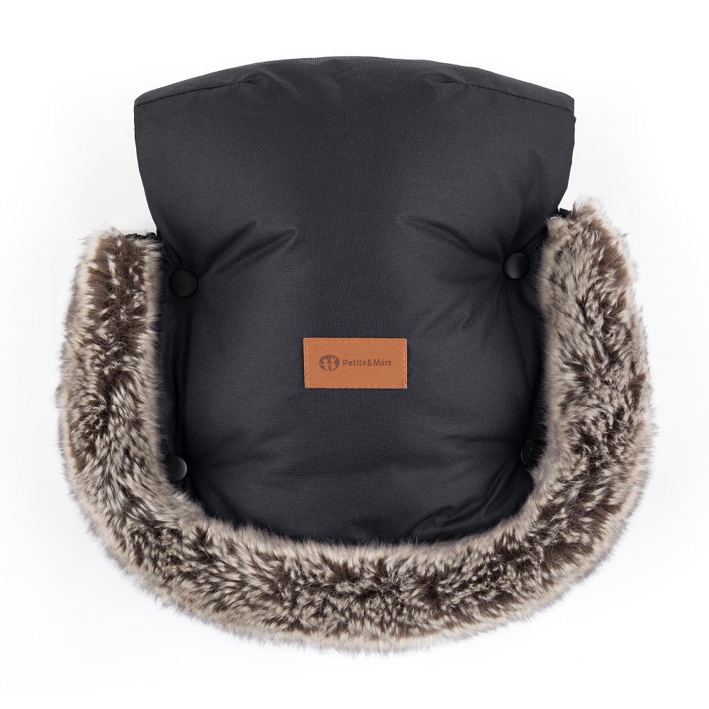 Petite&Mars rukávnik / rukavice Furry Forever Black 2 ks