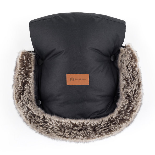 Petite&Mars rukávnik / rukavice Furry Forever Black 2 ks