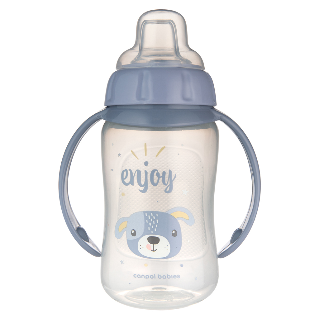 CANPOL BABIES tréningový hrnček Cute Animals psík 320 ml modrý