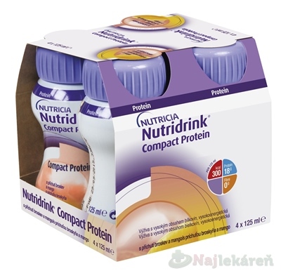 Nutridrink Compact Protein s príchuťou broskyňa a mango 4 x 125 ml kúpite na Najlekaren.eu