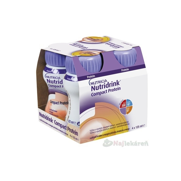 Nutridrink Compact Protein s príchuťou broskyňa a mango 4 x 125 ml